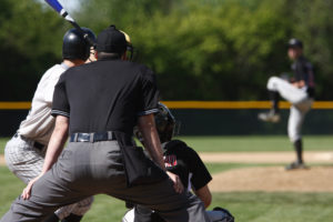 Home plate Baseball Umpire from behind